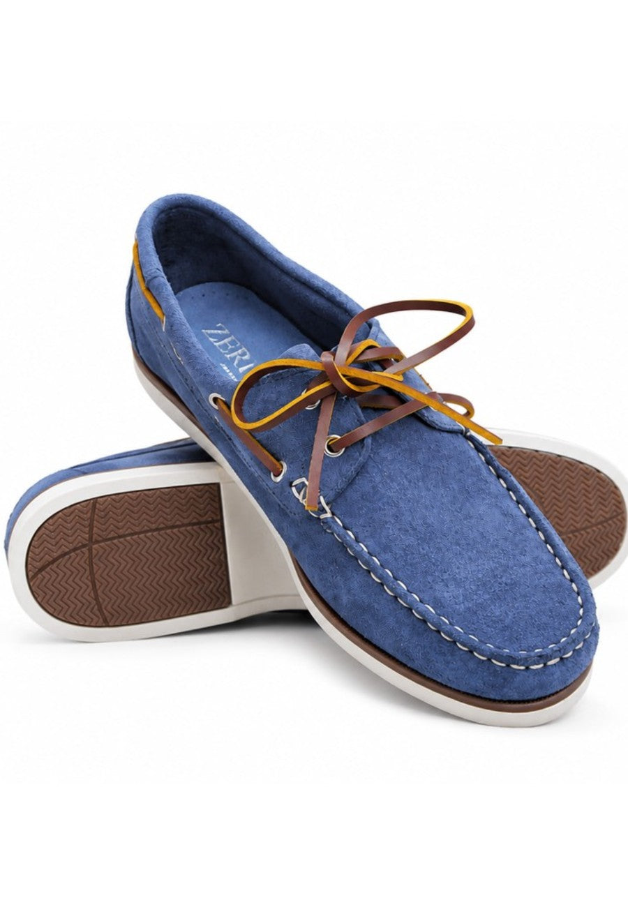Mocasines nauticos de piel serraje azules violaceos