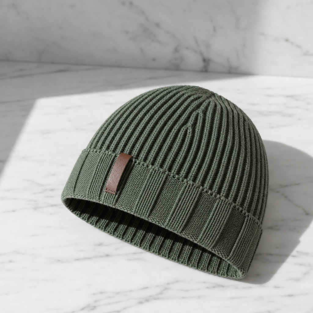 Gorro de hombre con puño enrollado