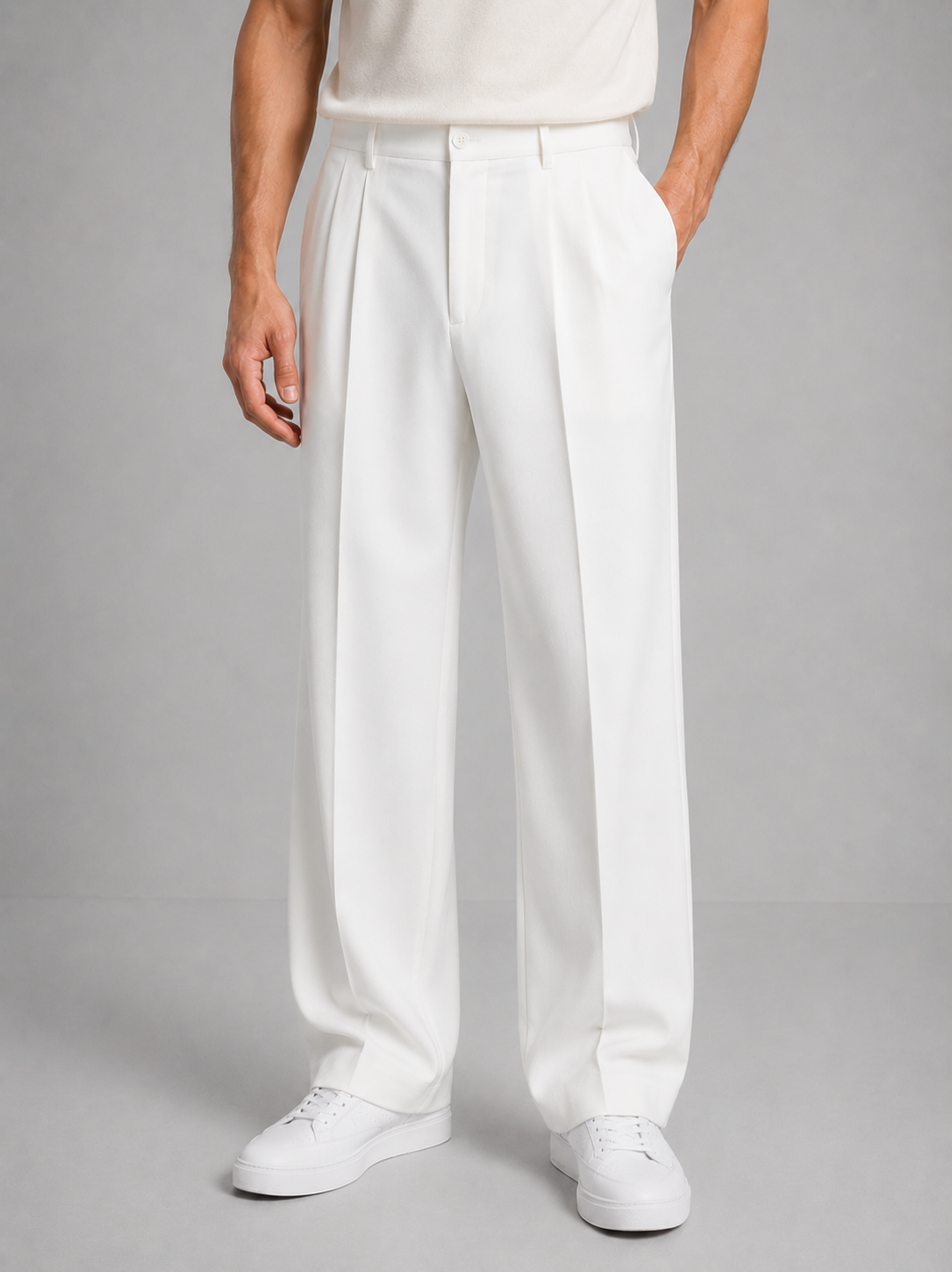 Pantalones rectos plisados para hombre